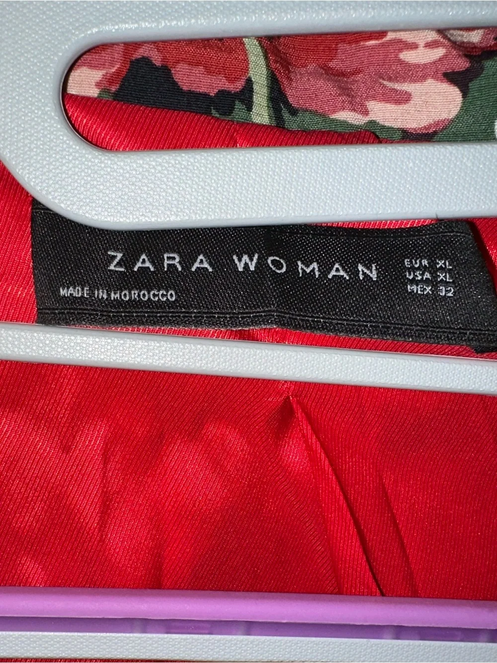Zara Floral Blazer Jacket in Black with Red Lining
